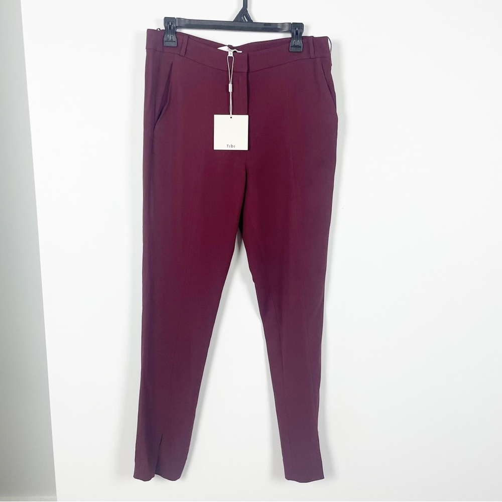 Tibi Maroon Trouser Straight Ankle Pants Size 8
